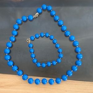 80s Blue Necklace and Bracelet